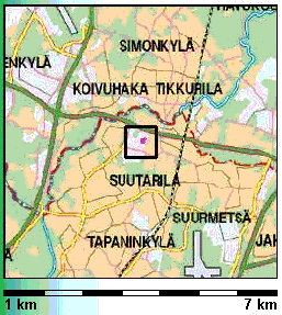 Suutarila sijaitsee Keh� III:n etel�puolella Tikkurilan kohdalla